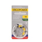 Батарейки, ErgoPower (Эргопауэр) 6 шт ER-001 тип 10 для слуховых аппаратов премиум 1.45V